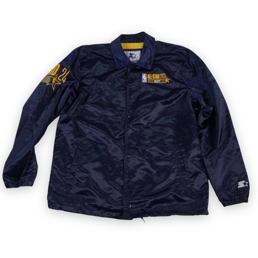 Starter NBA All Star 2024 Indy Indianapolis Jacket Mens L Navy Nylon Windbreaker